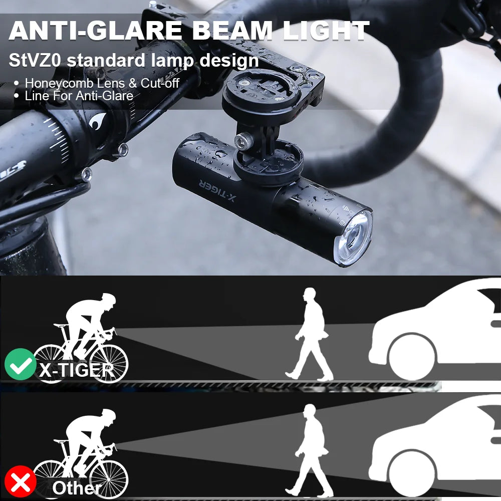 X-TIGER Bicycle Light Super Bright Type-C Rechargeable Flashlight IP66 Waterproof MTB Road Bike Front Lamp Cycling Accessories Oasis Select