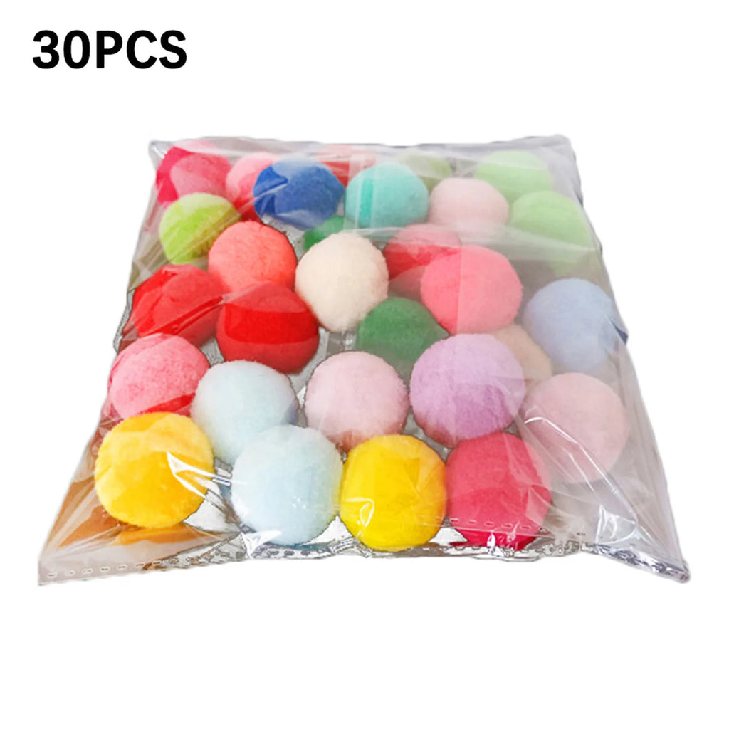 30Pcs 1.6"/4cm Cat Toy Balls Bulk Soft Kitten Pompon Toy Indoor Cats Interactive Play Training Toy Plush Balls Cats Favorite Toy Oasis Select C One Size