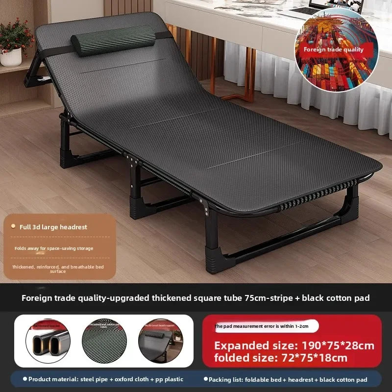 Folding bed single household simple lunch break office adult march outdoor small bed escort recliner sturdy and durable Oasis Select 75-190Cm-C