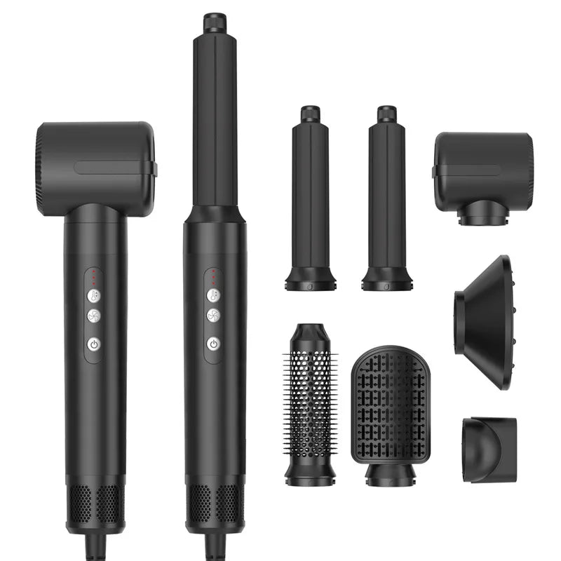 Professional 7 in 1 Auto Wrap Hair Dryer 1400W Powerful Straightener Hot Air Brush Hot Comb Multi Style High Speed Curling Iron Oasis Select black AU