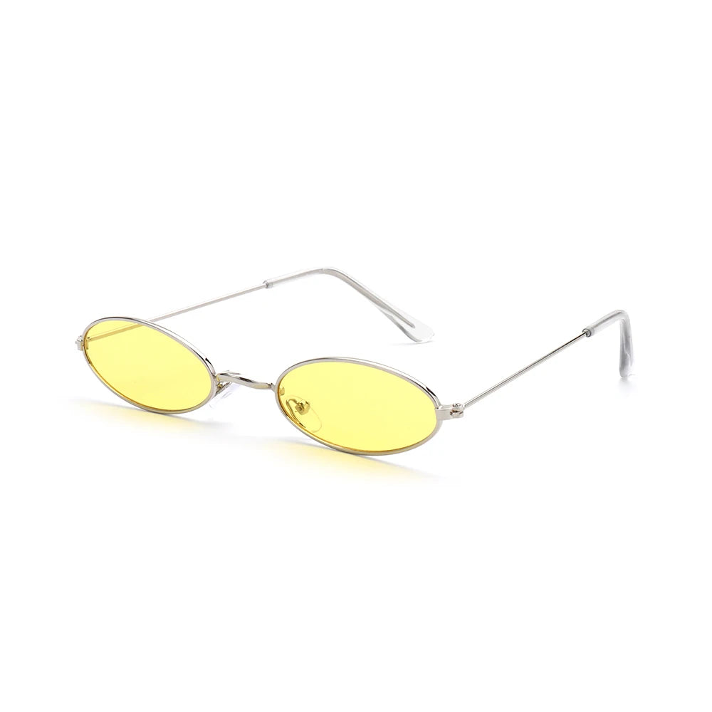 Retro Men and Women Accessories Eyeglasses Sun Glasses Vintage Shades Oval Sunglasses Oasis Select Silver - Yellow
