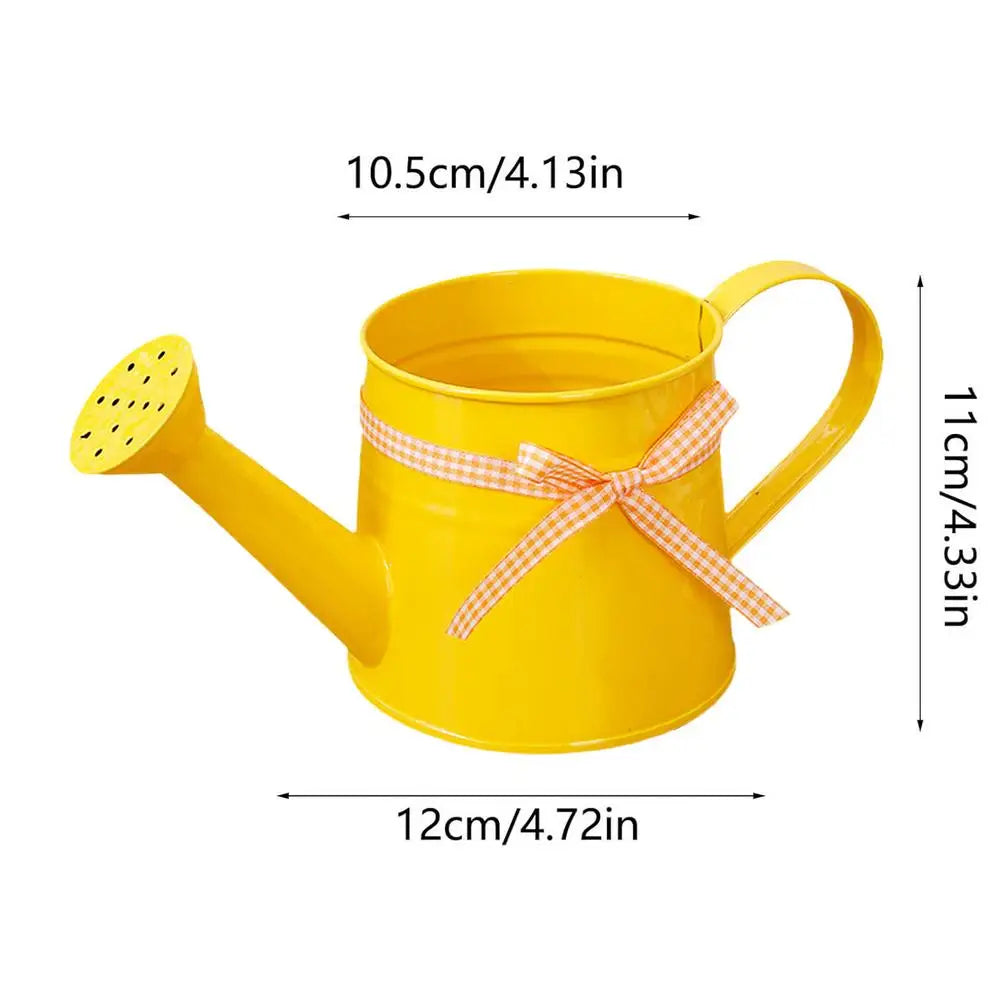 1PC Metal Watering Can Garden Flower Kettle Mini Small Water Spraying Pot Sprinkle With Large Capacity Plants Sprinkler Oasis Select Yellow
