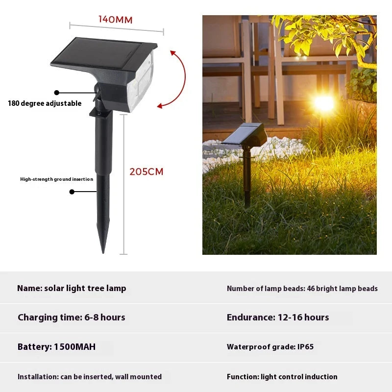 Solar Spotlights, Tree Lights, Outdoor Waterproof Ground Plug Lights, Lawn Lights, and Household Garden and Courtyard Lights Oasis Select warm light