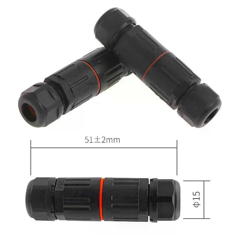 1 Pcs IP68 Industrial Electrical Waterproof Wire Cable Connector 2 Pin 3 Pin Outdoor Plug Socket Straight Quick Screw Connection Oasis Select