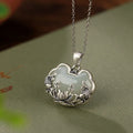 Cloud Pendant Necklace Double Fish Lotus Embossed Vintage Chinese Style Neck Jewelry Elegant Daily Outfit Matching Gift Oasis Select necklace
