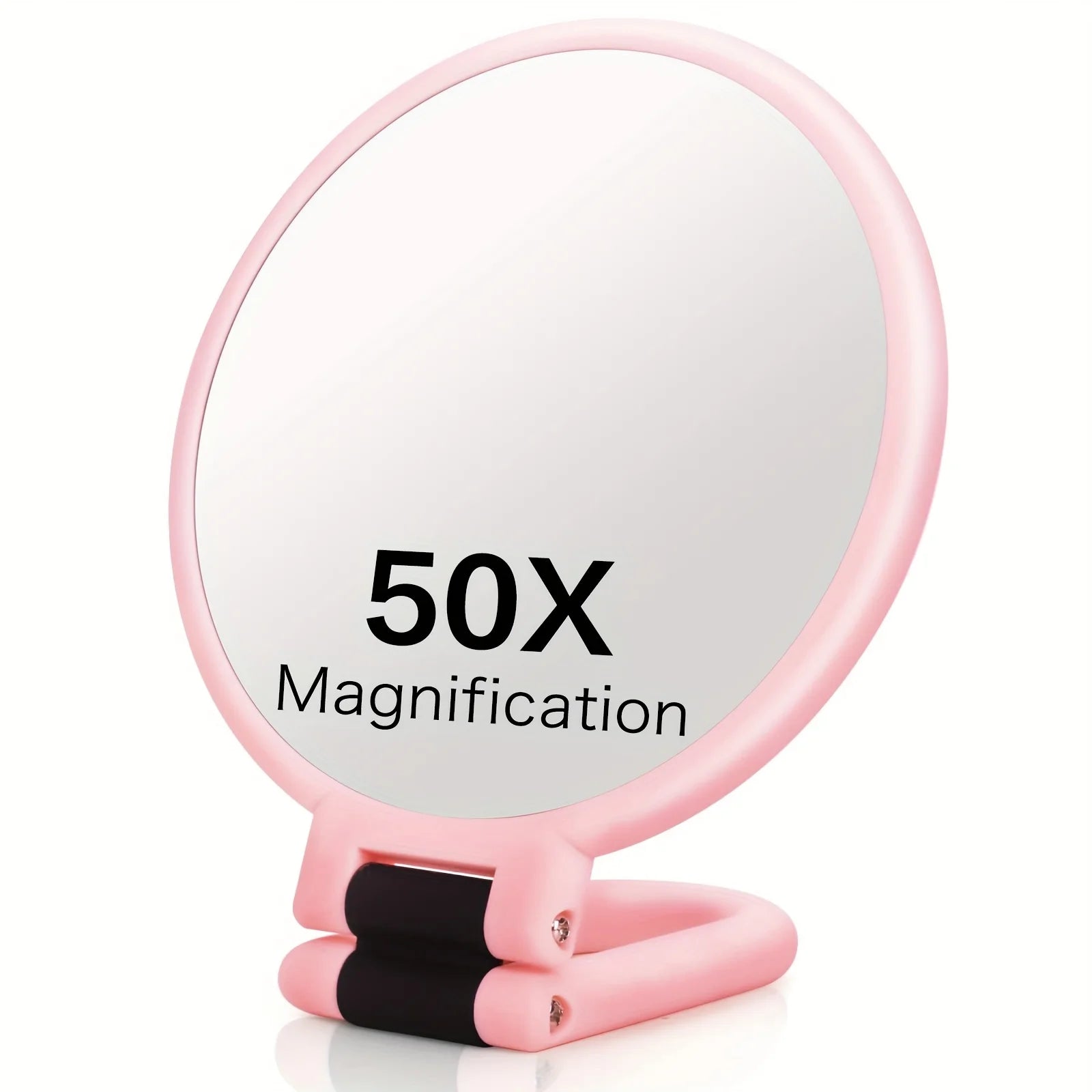 50x Handheld Makeup Mirrors Double Sided 1X/50X Magnification Portable Folding Makeup Mirror for Travel 360° Adjustable Mirror Oasis Select Pink 50x