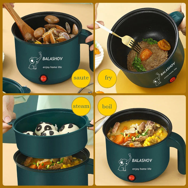 Mini Electric Non-Stick Cooker for 1-2 People Single/Dual Hot Pot Steamer Multifunctional Kitchen Home Appliance Oasis Select