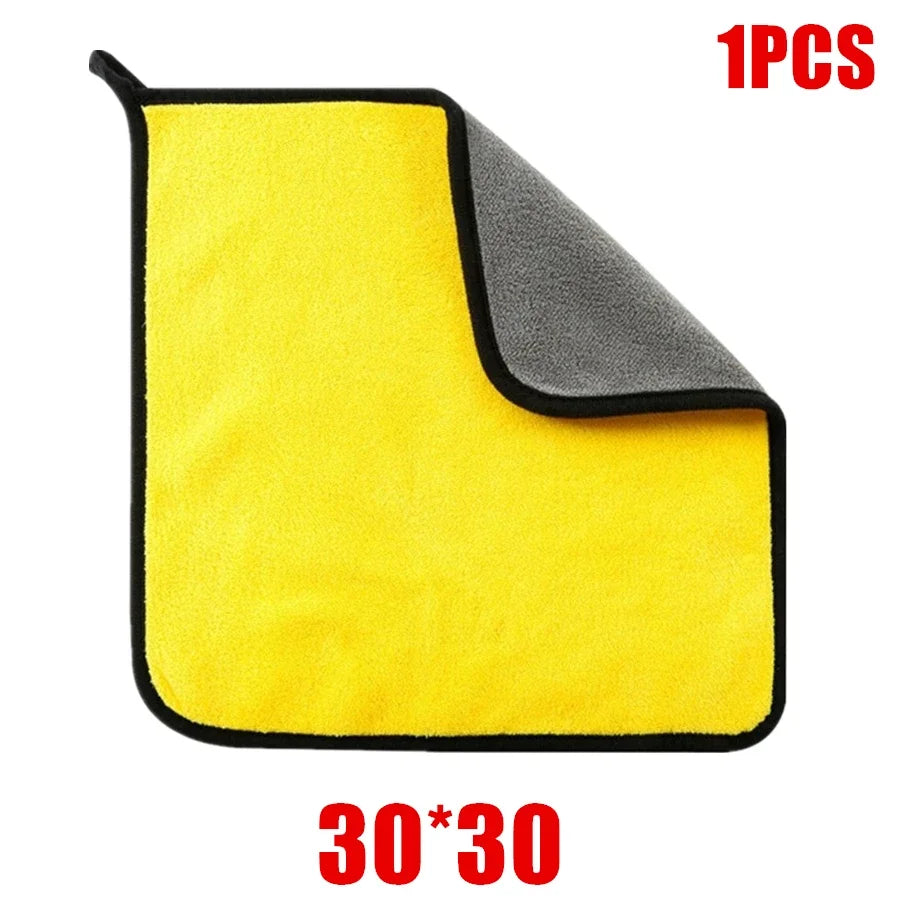 1/2/6pcs Microfiber Cleaning Towel Thicken Soft Drying Cloth Car Body Washing Towels Double Layer Clean Rags Car Accessories Oasis Select 30x30 1pc
