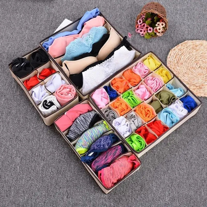 6/7/8/24 Grid Storage Box Beige Underwear Storage Box Four Piece Sock Storage Fabric Bra Storage Box Oasis Select
