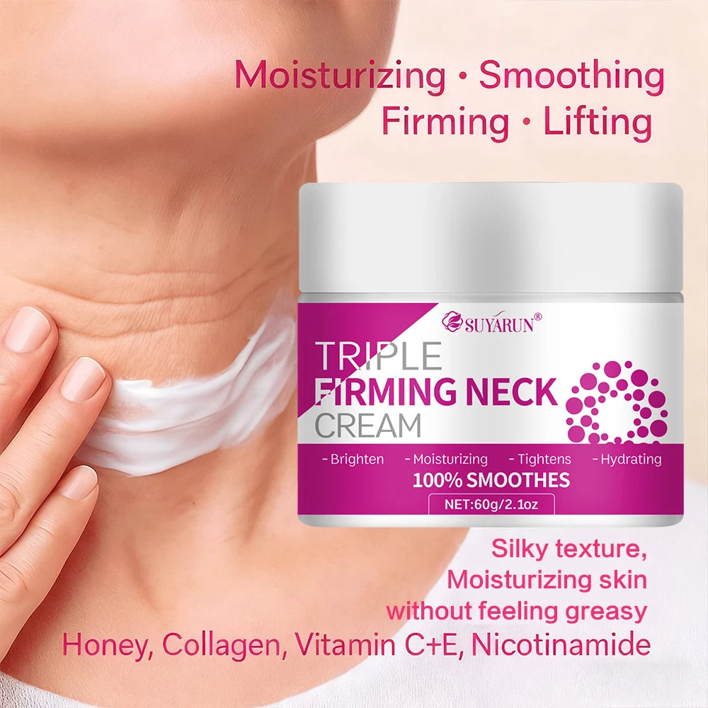 SUYARUN Triple Lifting Neck Cream - Anti-Aging Hyaluronic Acid Collagen Retinol Firming Moisturizer for Wrinkles & Sagging Skin. Oasis Select