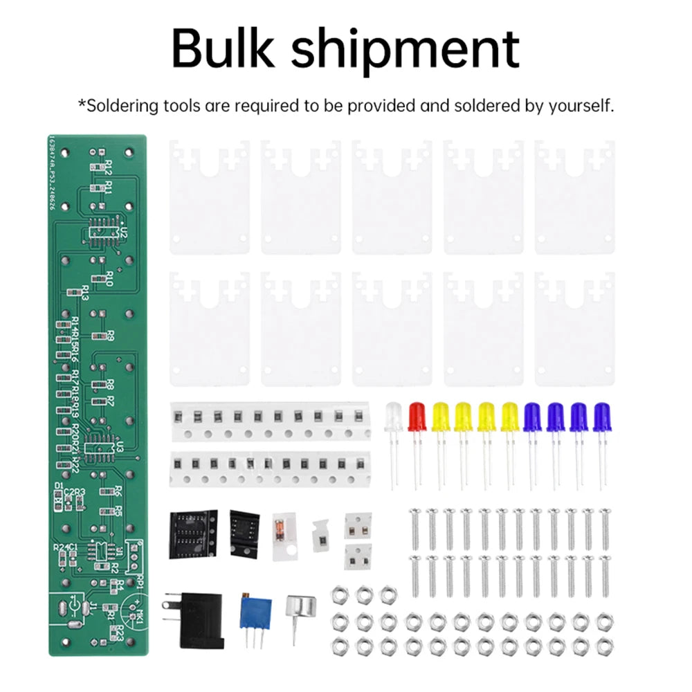 DIY Sound Control LED Music Spectrum Electronic Kit Crystal Column Audio Display PCB Soldering Practice Kit LM339 LM358 DC5-12V Oasis Select