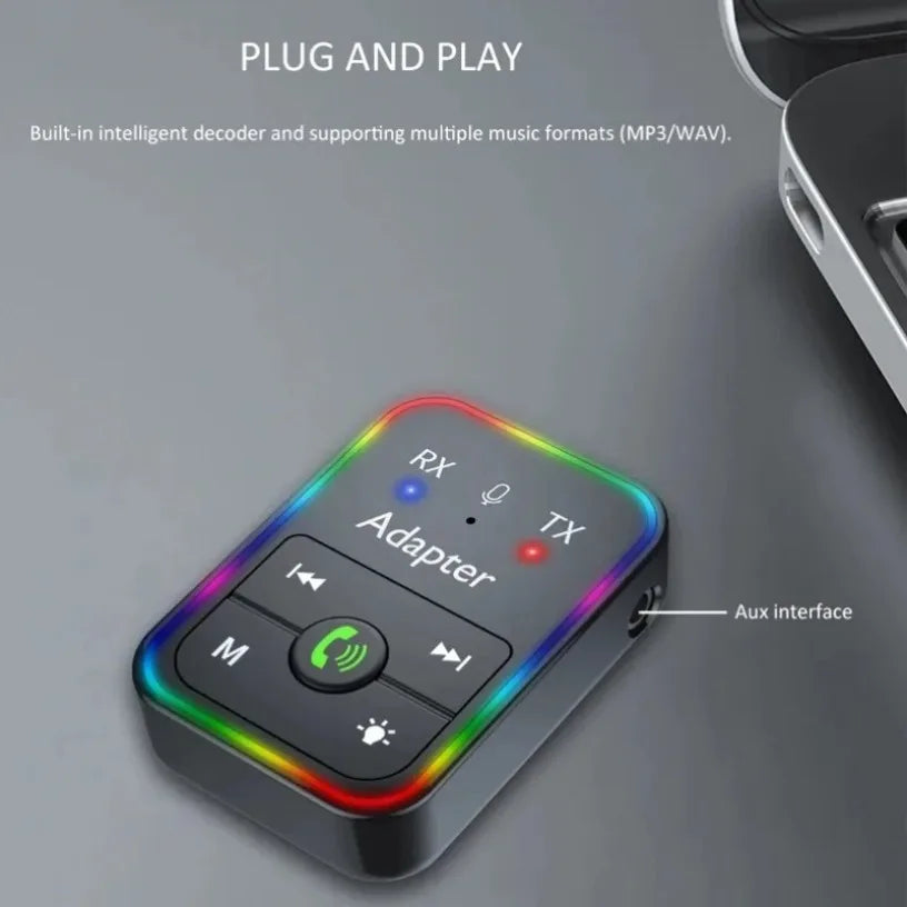 For Car Music Audio Headphone Receiver Handsfree Wireless Bluetooth 5.3 Receiver Transmitter Adapter 2 in 1 3.5mm AUX Jack Oasis Select