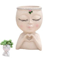 Resin Girl Face Planter – Cute Succulent Pot with Drainage Hole