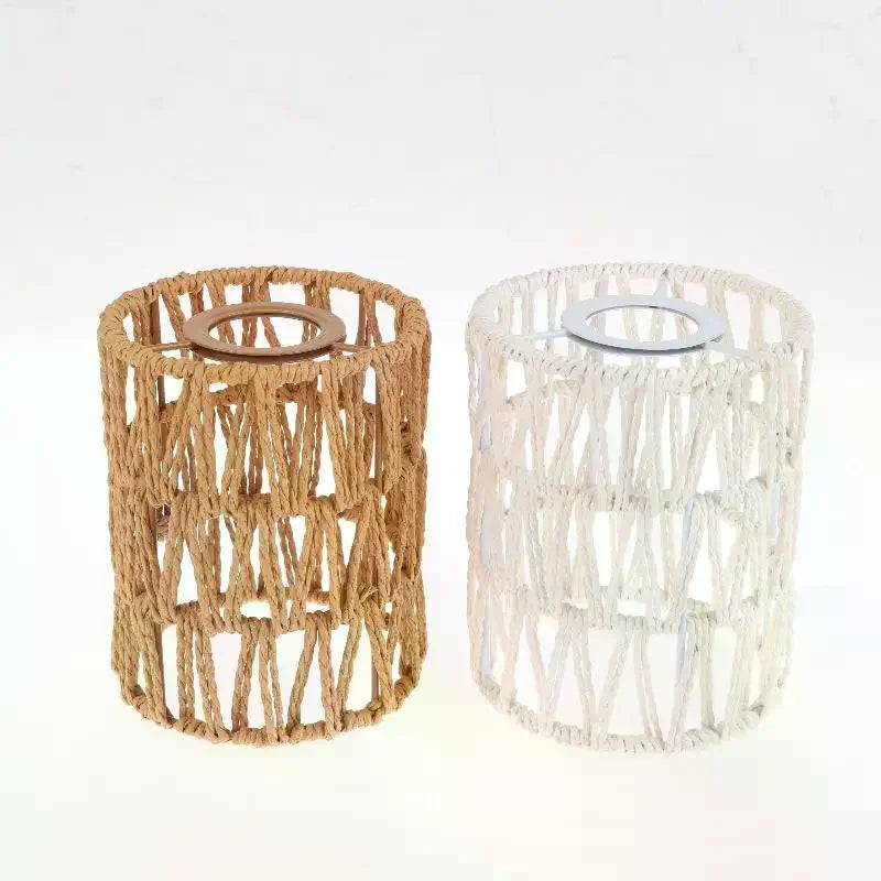Garden Decor with Handcrafted Boho Woven Paper Rope Rattan Lampshade Oasis Select