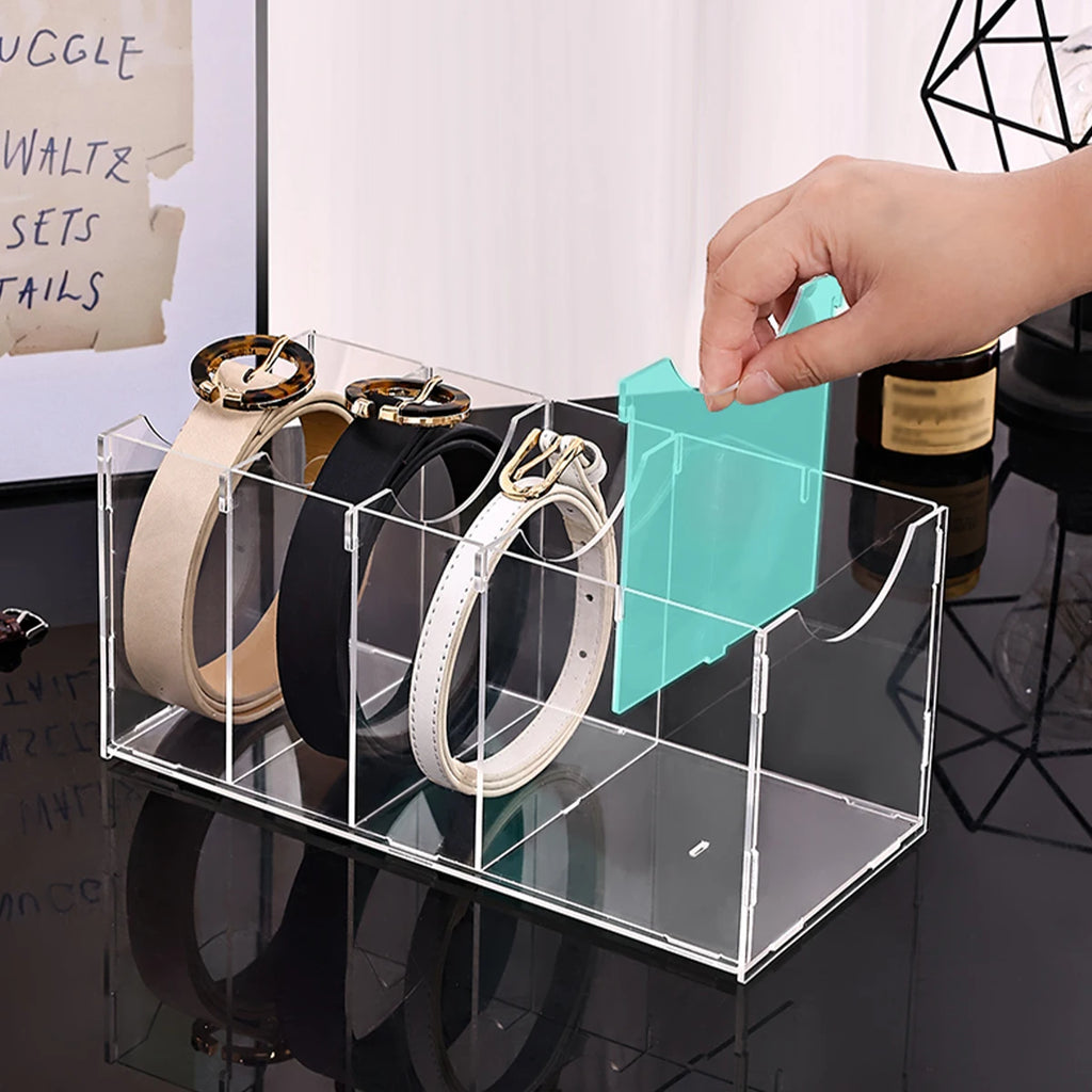 1pc Transparent belt storage box, assembled version, suitable for belts, ties, neckties, wardrobe organizing and storage rack Oasis Select