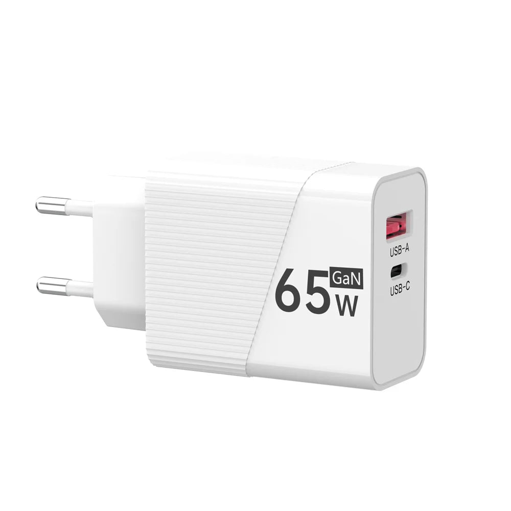 PD 65W USB C Charger GaN Fast Charging Wall Charger For iPhone Samsung Xiaomi Quick Charge EU/US/UK Plug Phone Charger Adapter Oasis Select EU White