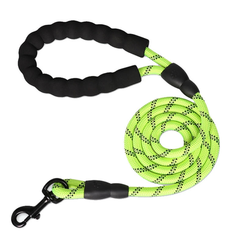 3m Pet Reflective Nylon Tow Rope Non Slip Foam Handle Pet Adjustable Towing Ropes Large Middle Small Dogs Outdoors Pet Supplies Oasis Select Green