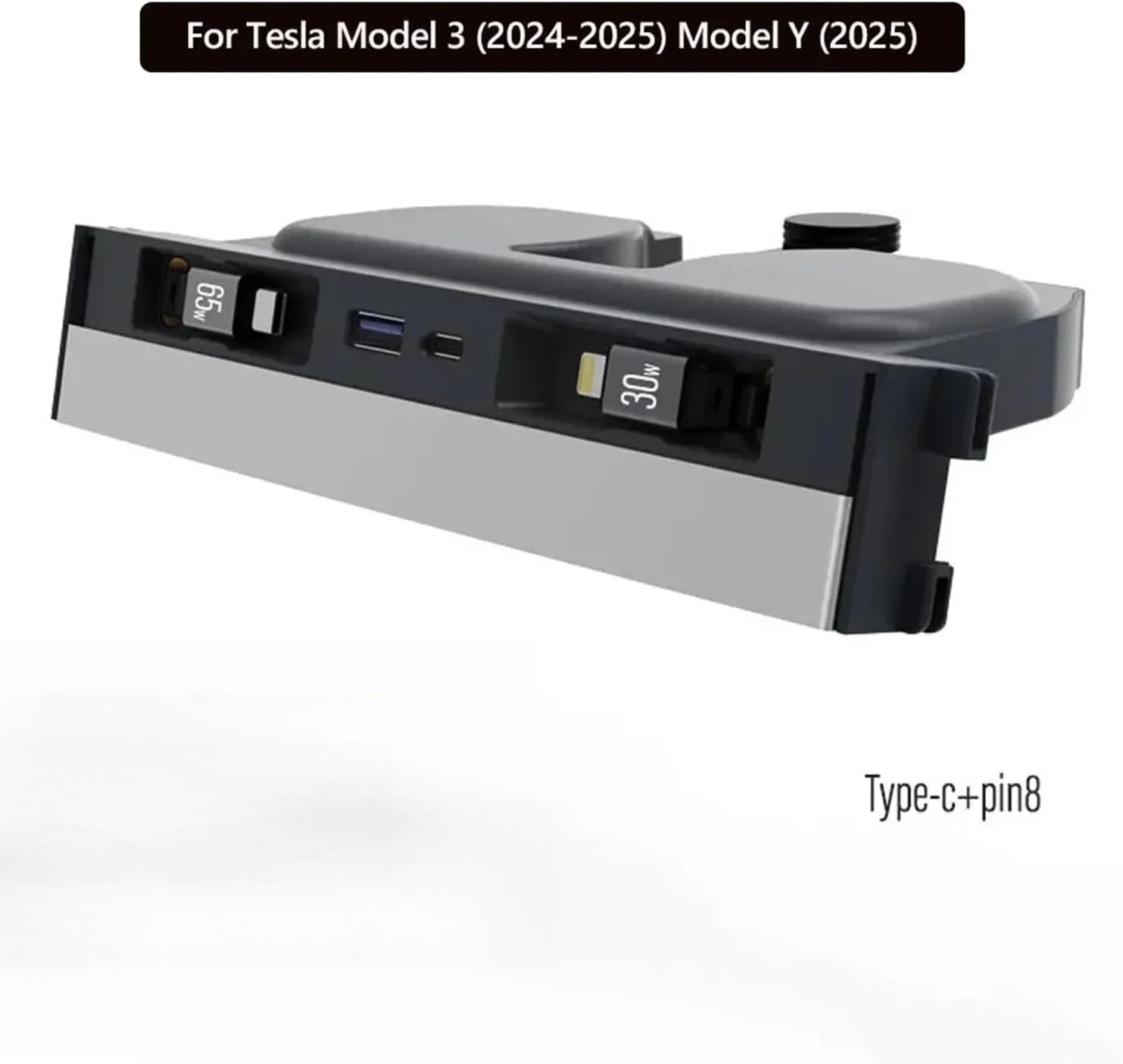 Retractable Center Console USB Hub For Tesla Model Y Juniper 2026 Model 3 Highland Phone Charger Fast Charging Docking Station Oasis Select Apple and Type-C