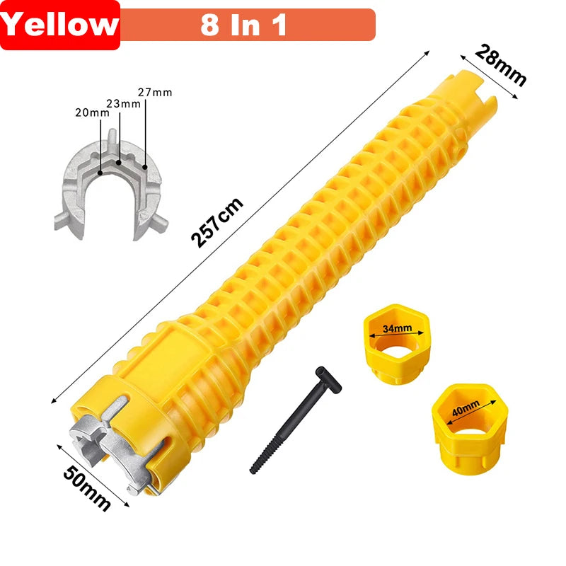 Sink Bathroom Wrench Plumbing Installation Tool Household Water Pipe Faucet Vegetable Basin Angle Valve Sink Maintenance and Dis Oasis Select 8 in 1 Yellow
