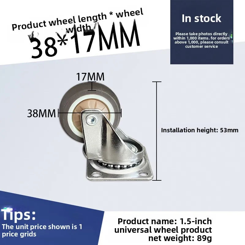 4pcs 1 1.25 1.5 2 Inch Furniture Caster Soft Rubber Universal Wheel Swivel Caster Roller Wheel For Platform Trolley Accessories Oasis Select 1.5 inch B