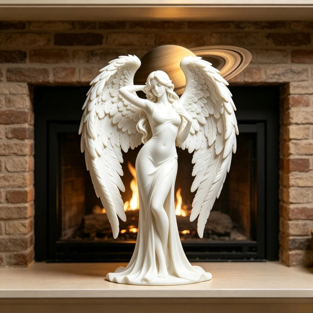 Multi-Layer Seraph Goddess Sculpture 3D Print Heart Wings Figurine Wedding Mantel Spiritual Minimalist Tabletop Decor Present Oasis Select