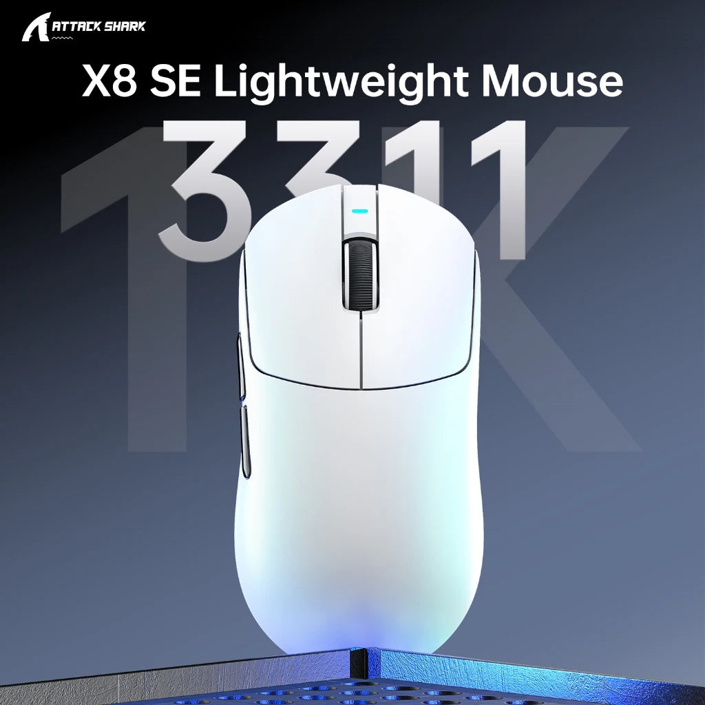 Attack Shark X8 SE Wireless Gaming Mouse | 55g Ultra-Light | 1KHz Wired/Wireless | PAW3311 25K DPI | Tri-Mode | 80M Clicks Oasis Select