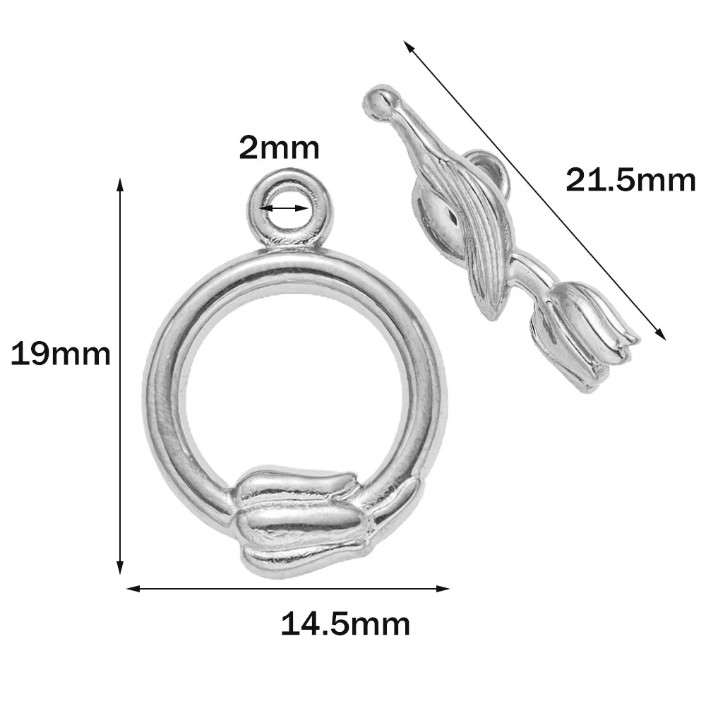 5 Sets Stainless Steel Toggle Clasp T-bar Closure Ring Fastener Hook End Connectors for DIY Necklace Bracelet Jewelry Making Oasis Select Steel 14x19mm