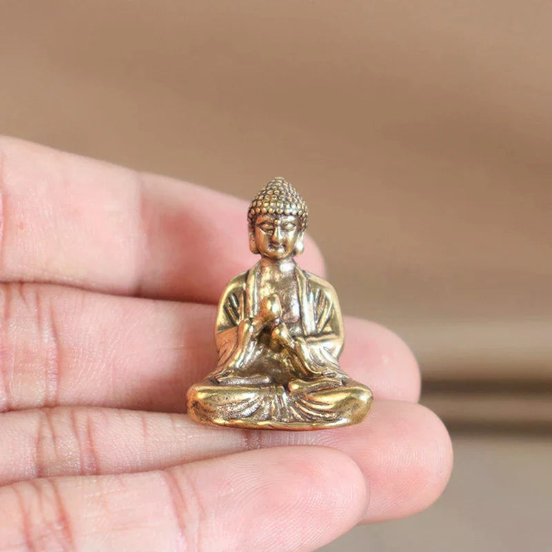 Mini Solid Copper Sakyamuni Buddha Statue Ornament Miniature Figurines Oasis Select