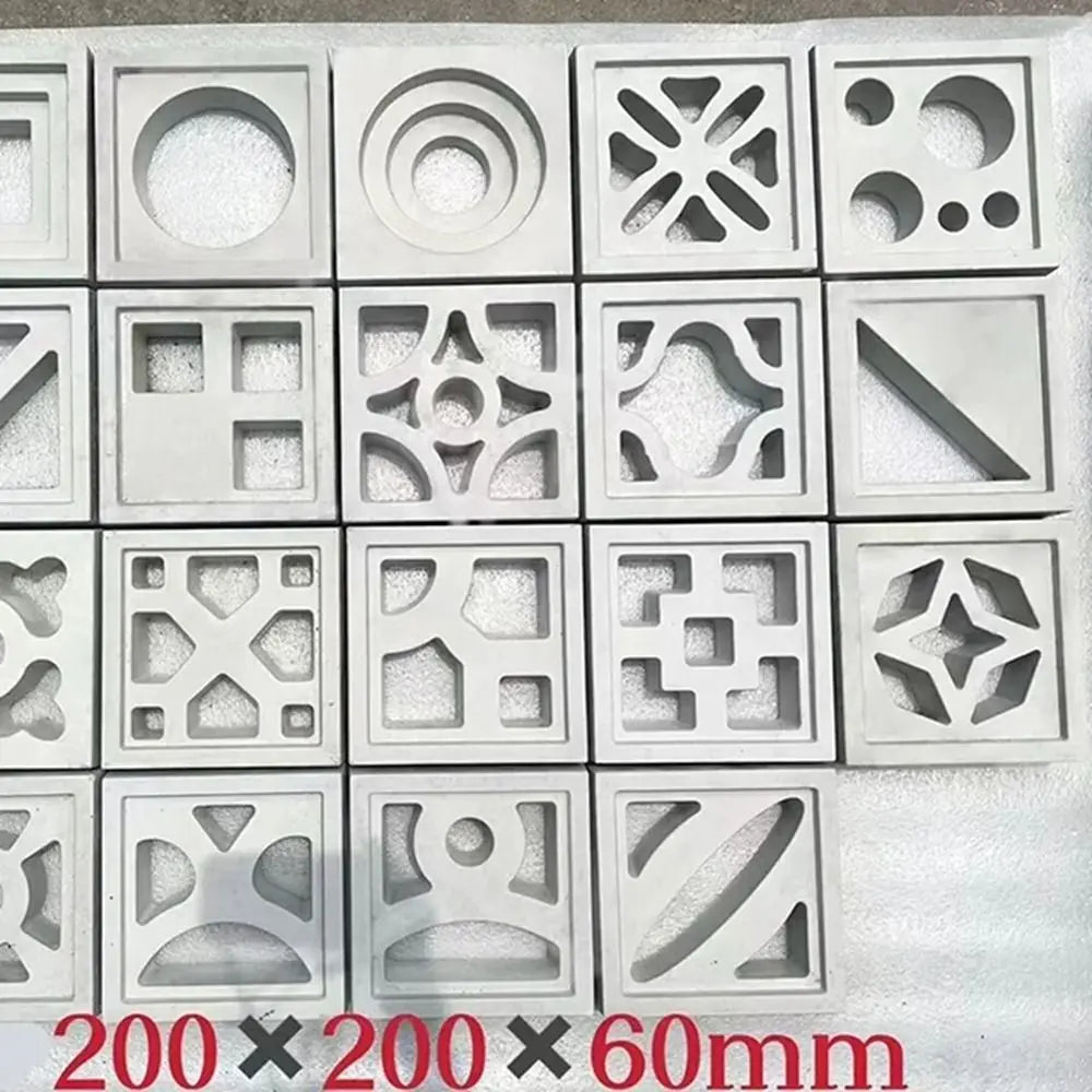 Plastic Hollow Brick Mold 20*20*6cm Square Wall Brick Mould 3D Carving Anti-Slip Cement Antique Brick Mold Garden Wall Oasis Select
