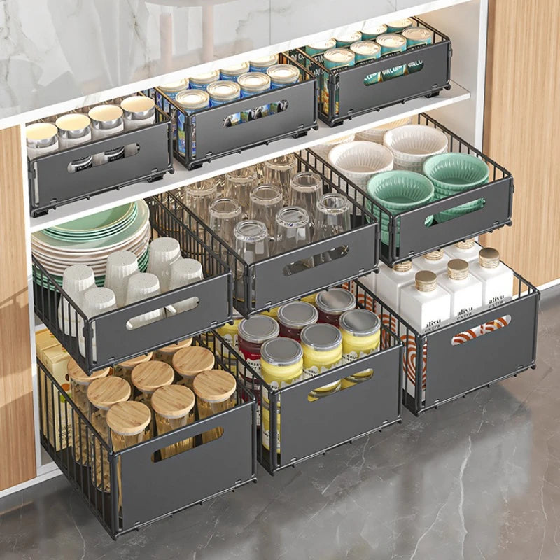 Built-in pull basket in cabinet, multi-functional pull-out snack storage rack, household kitchen sink lower shelf, no punching Oasis Select