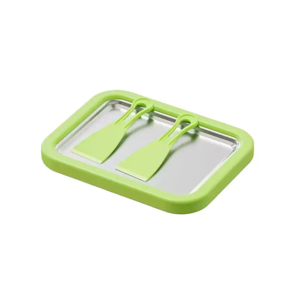 Rolled Ice Cream Maker Pan & 2 Scrapers – Stainless Steel