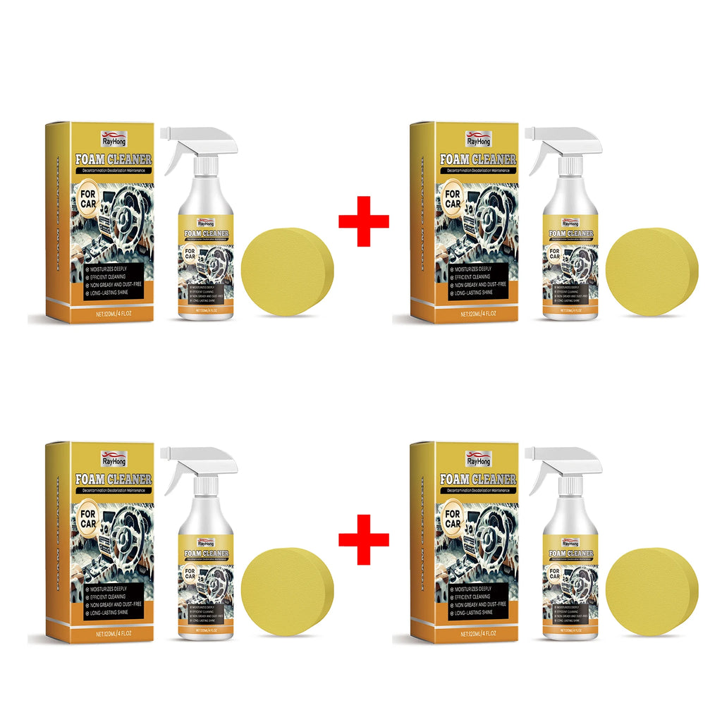 Car Foam Cleaner Spray 120ml with Sponge Stain & Odor Remover for Auto Interior/Exterior, Non-greasy Dust-Free Maintenance Spray Oasis Select 4pcs
