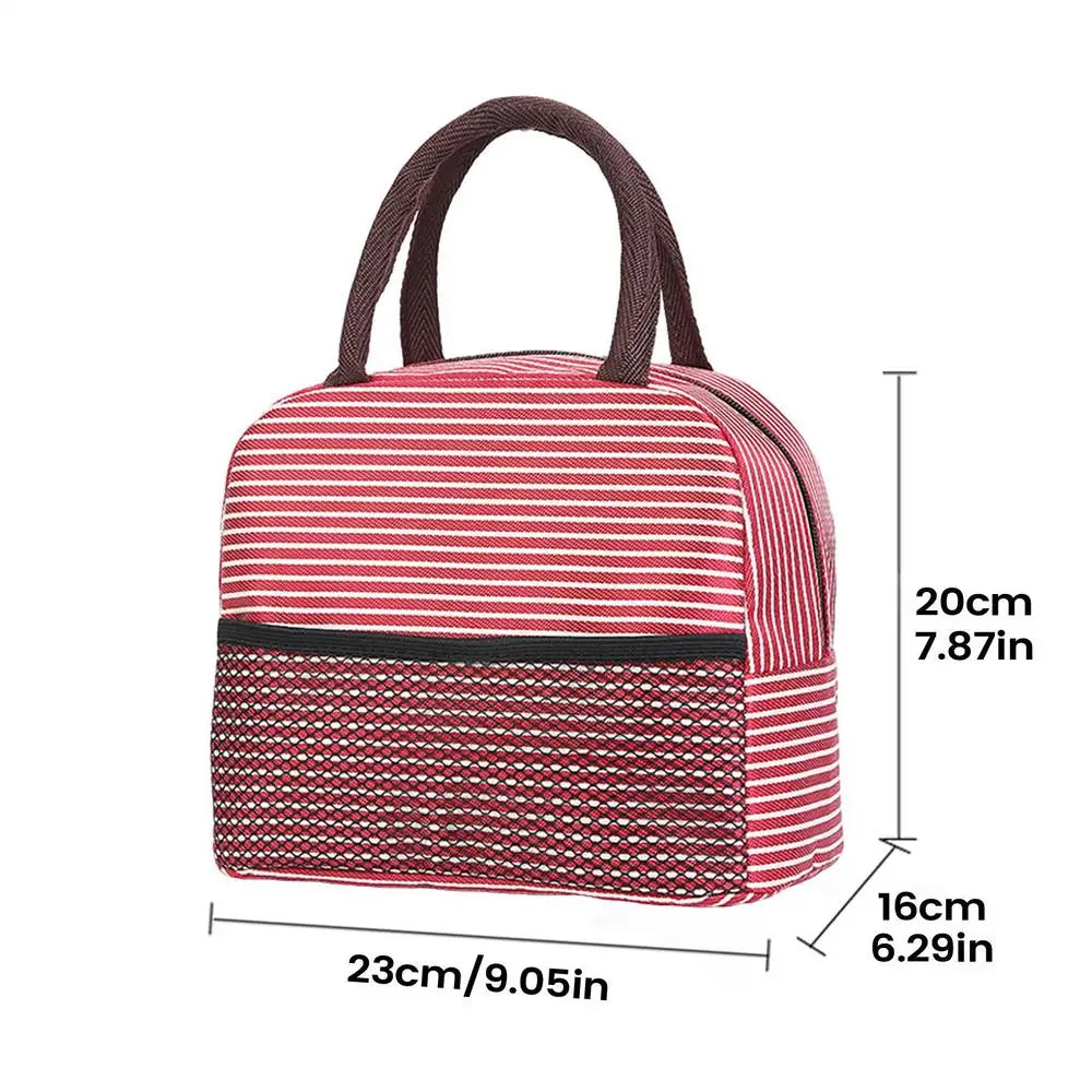 Portable Lunch Bag Waterproof Thermal Insulated Lunch Box Bento Pouch Dinner Insulation Bag Student Thickened Cute Lunch Bag Oasis Select Red