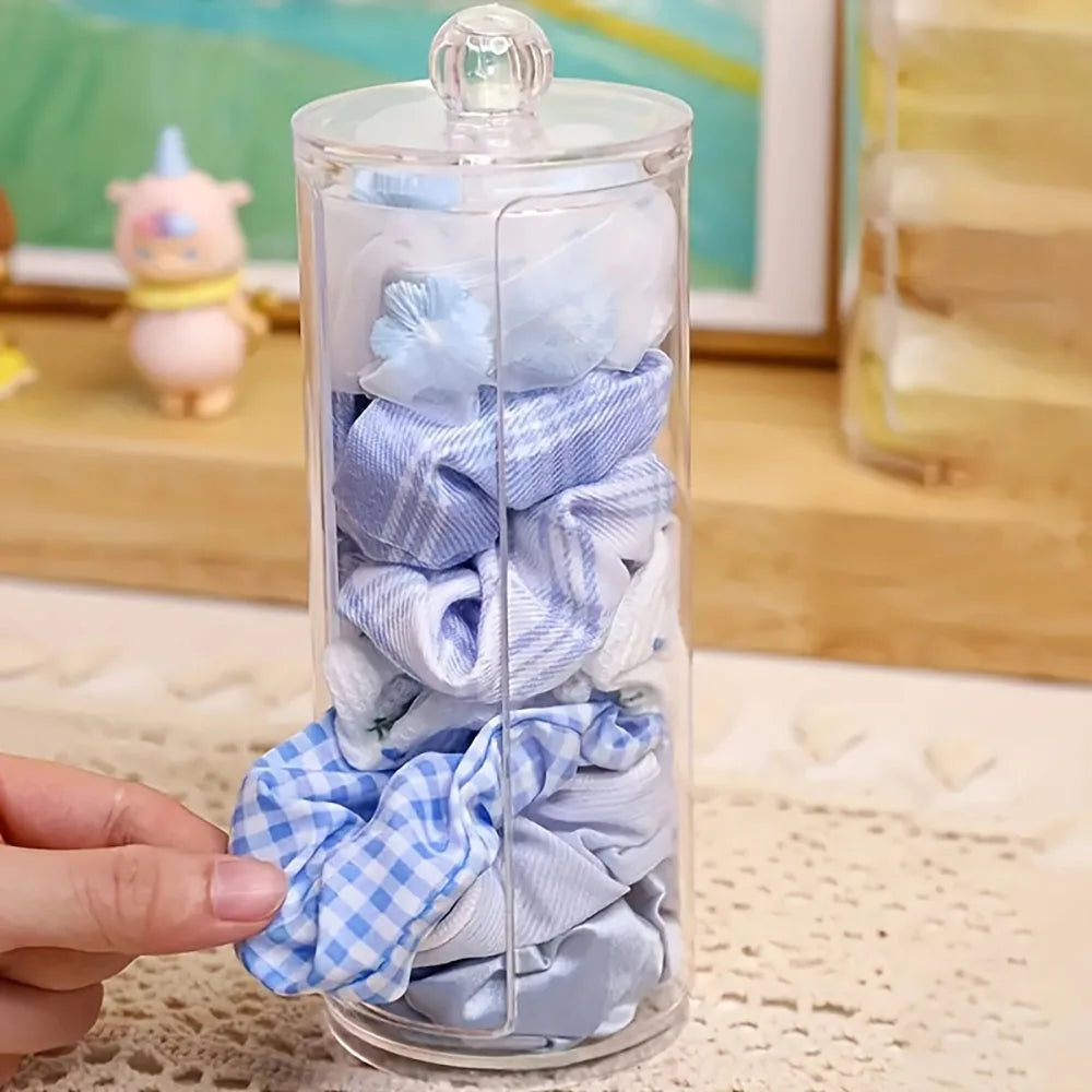 1pc Cylindrical Cotton Pad Holder, Makeup Storage Cotton Pad Dispenser, Bathroom Storage Jar, Desktop Storage Organizer Oasis Select