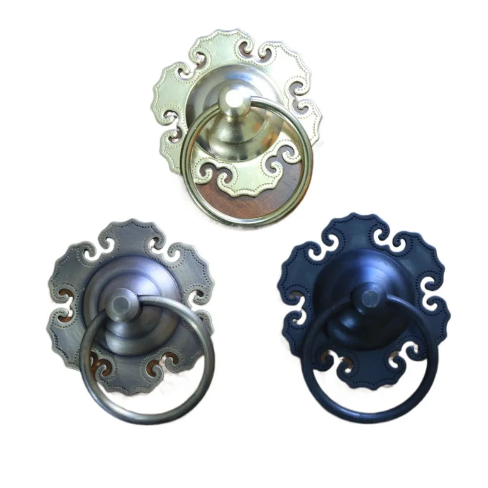 Cabinet Retro Handle Door Antique Alloy Handle Drawer Pull Ring Wood Case Handle Hanging Ring For Home Furniture DIY Decoraction Oasis Select Black 8cm