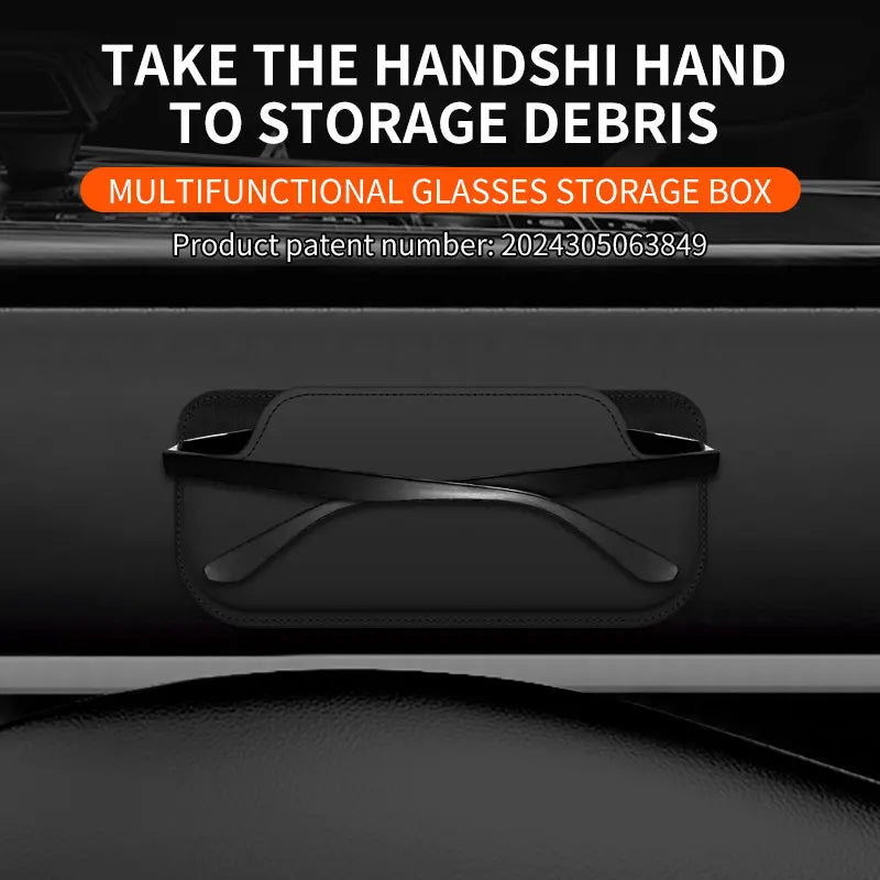 Car Sunglass Holder Stick-On PU Leather Organizer Storage Bag