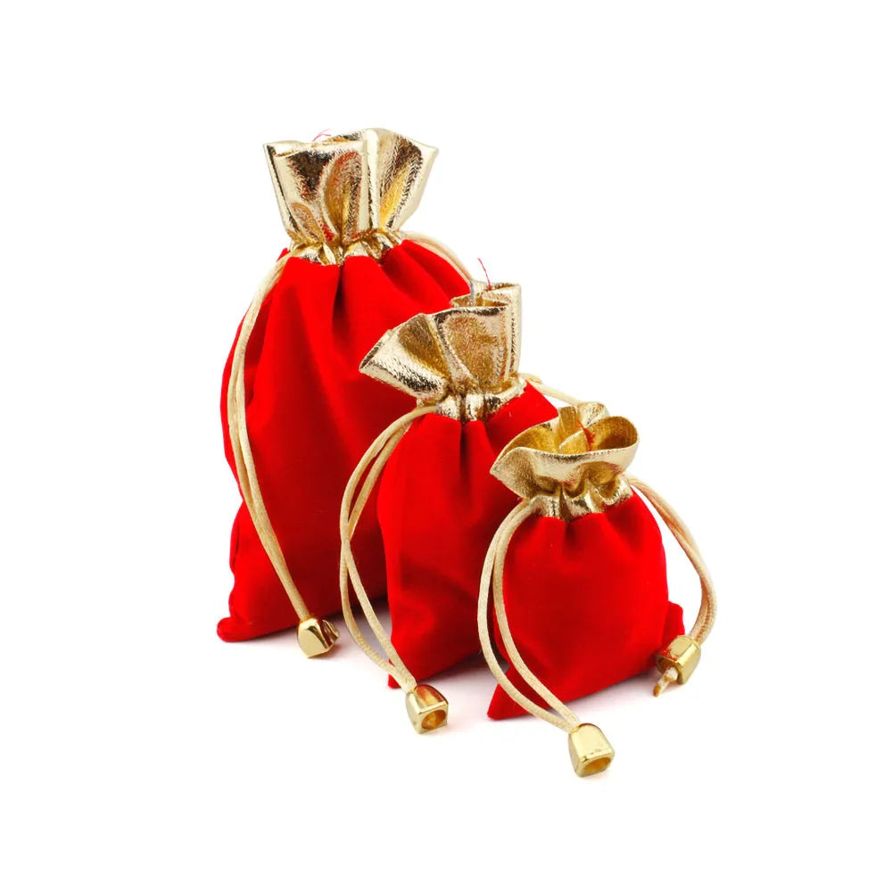 9/18/27pcs elegant red buttoned jewelry bags, 7x9cm, Christmas gifts, New Year gift drawstring, plush bags Oasis Select
