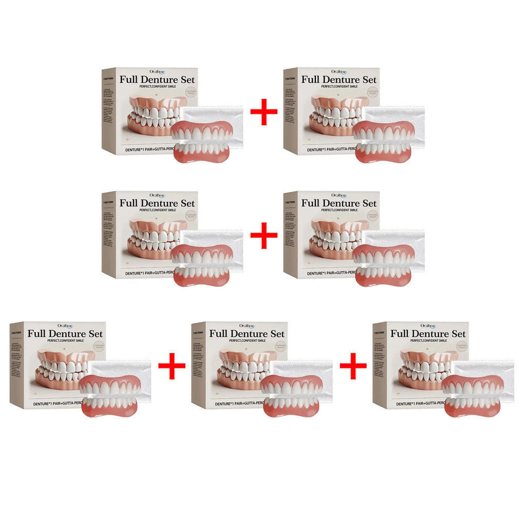 Oralhoe Adjustable Fake Teeth Veneer Kit – Upper & Lower Dentures Cosmetic Denture Kit Oasis Select 7sets boxed