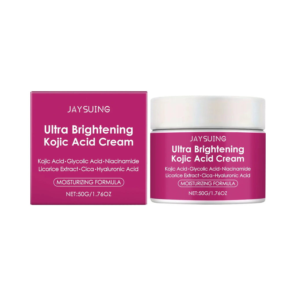 Kojic Acid Brightening Cream Dark Spot Remover Evens Tone Glowing Skin Centella Asiatica Hyaluronic Acid Niacinamide Moisturizer Oasis Select 50g boxed