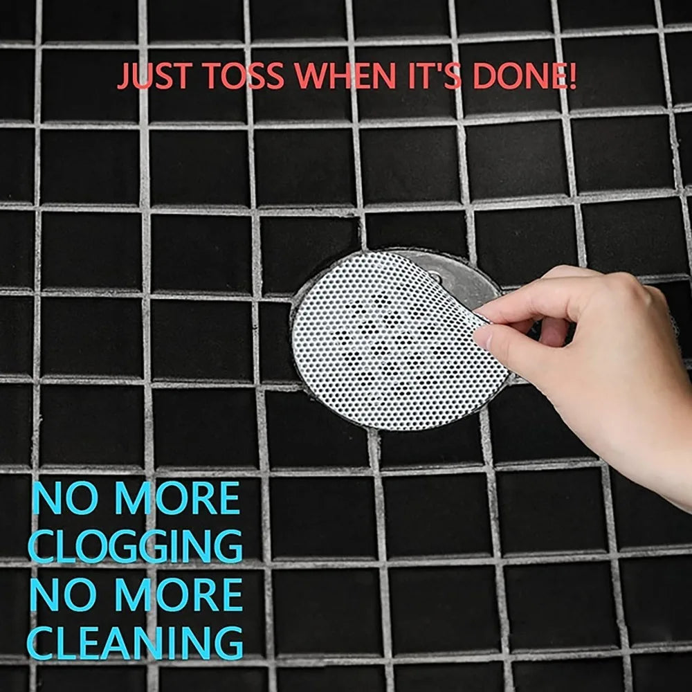 12pcs Mesh Floor Drain Sticker Waterproof Anti-Clogging Drain Hair Catcher Removable Floor Drain Patch Bathroom Oasis Select