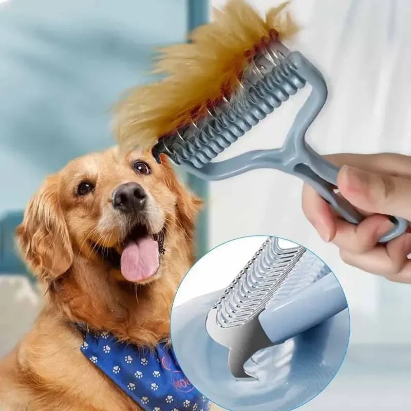 Cat Brush Pet Knot Comb 2 in 1 Dogs Cat Fur Knot Cutter Pets Hair Removal Comb Dog Grooming Shedding Tools Pet Cleaning Supplies Oasis Select