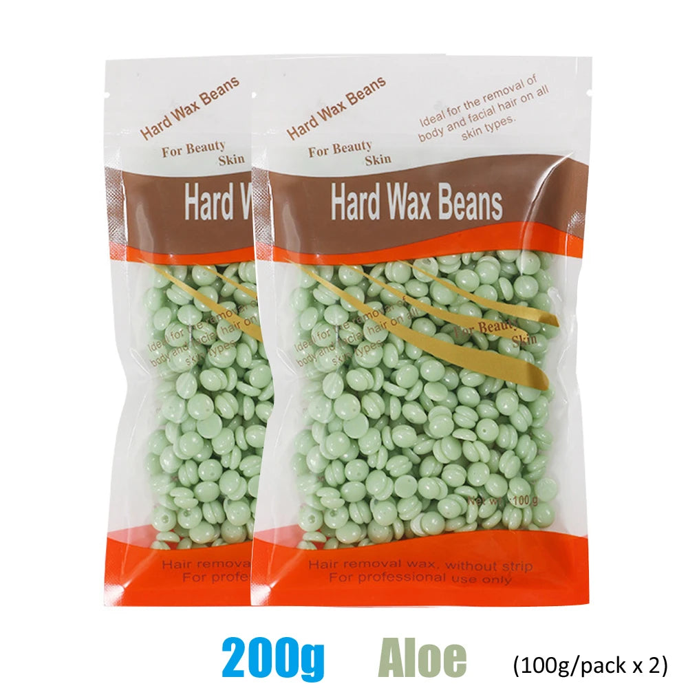 2026 Hard Wax Beans 50/200/500g for Wax Heater Painless Depilatory Body Hair Removal for Bikini Area Face And Body Oasis Select 200g-Aloe