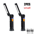 Portable COB LED Flashlight Rechargeable Work Light with Magnetic Lanterna Hanging Lamp with Built-in Battery Camping Torch Oasis Select Small 2PC