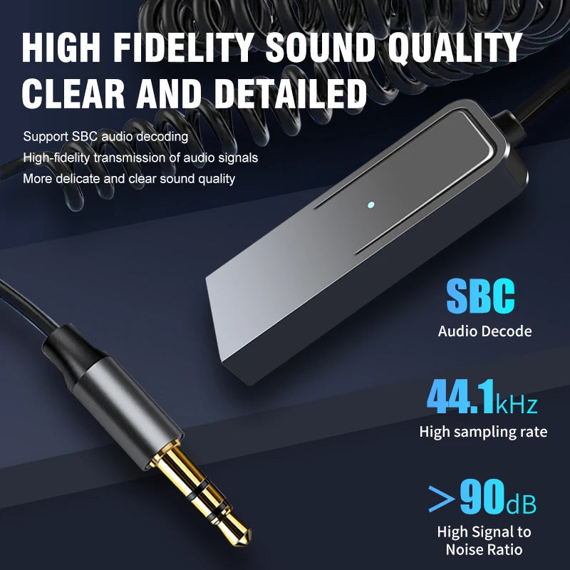 Bluetooth 5.4 Car Audio Receiver USB To 3.5mm AUX Car Wireless Music Adapter HIFI Sound With HD MIC For Car Kit Wired Speaker Oasis Select