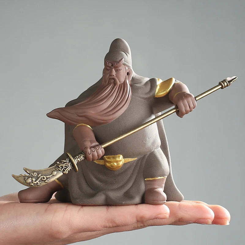 Purple Sand Tea Pet Decoration Zhongyi Guan Gong Creative Hand-carved Tea Pet Tea Tray Ceremony Crafts Oasis Select