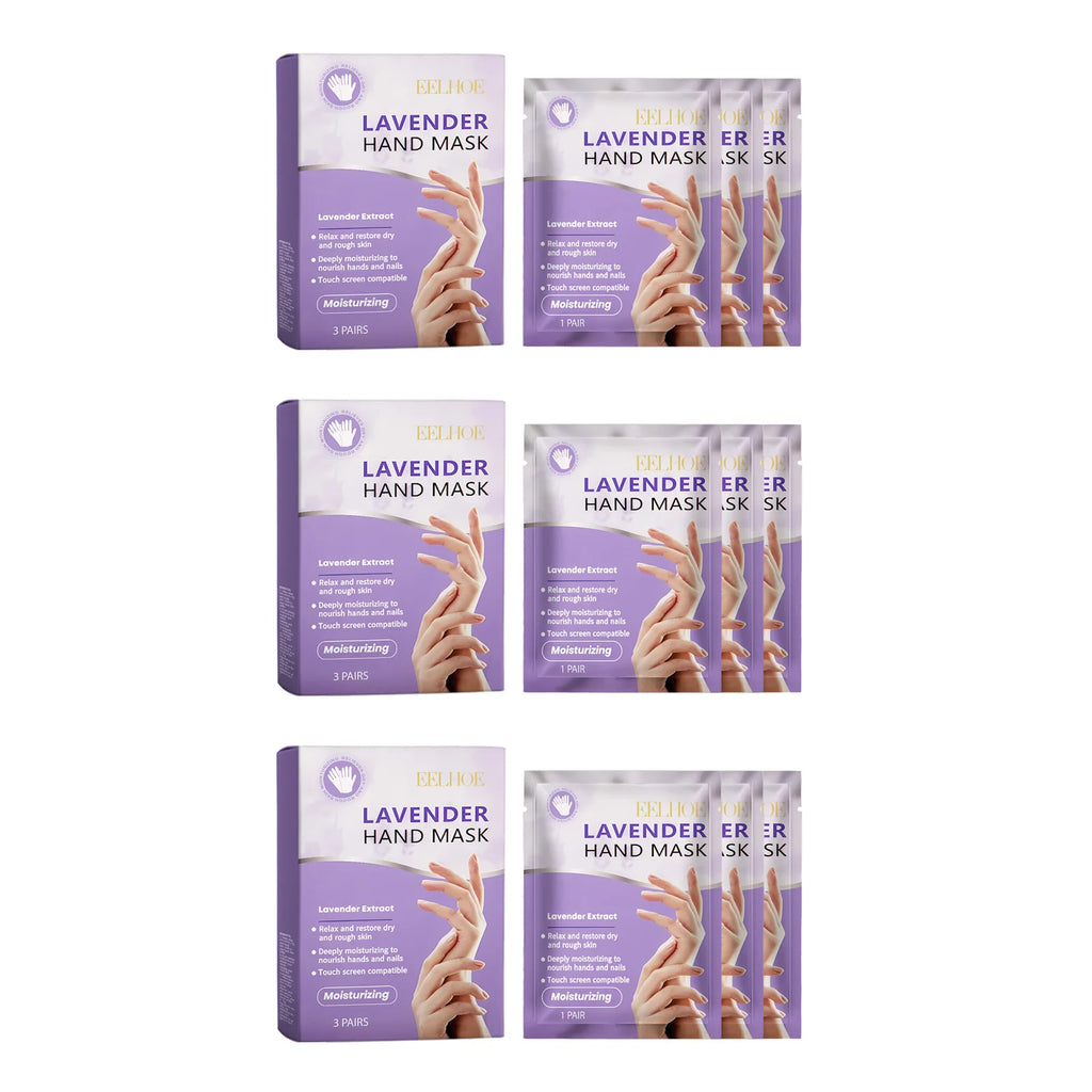 EELHOE Lavender Niacinamide Hand Mask – Moisturizing 3 Pairs Hand Mask Oasis Select 3 x 3Pcs Boxed