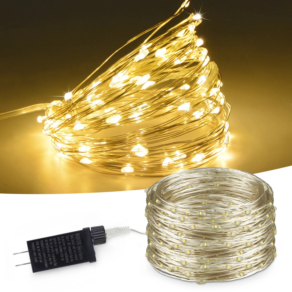 10M-100M Copper Wire Fairy String Lights Wateproof 220V 110V EU US Plug Outdoor Birthdays Party Holiday Wedding Decoration Oasis Select