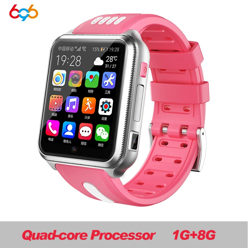 H1/W5 4G GPS Wifi location Student/Kids Smart Watch Phone android system clock app install Bluetooth Smartwatch 4G SIM Card Gift Oasis Select ALDH1 8G sil pink Add 32G TF Card