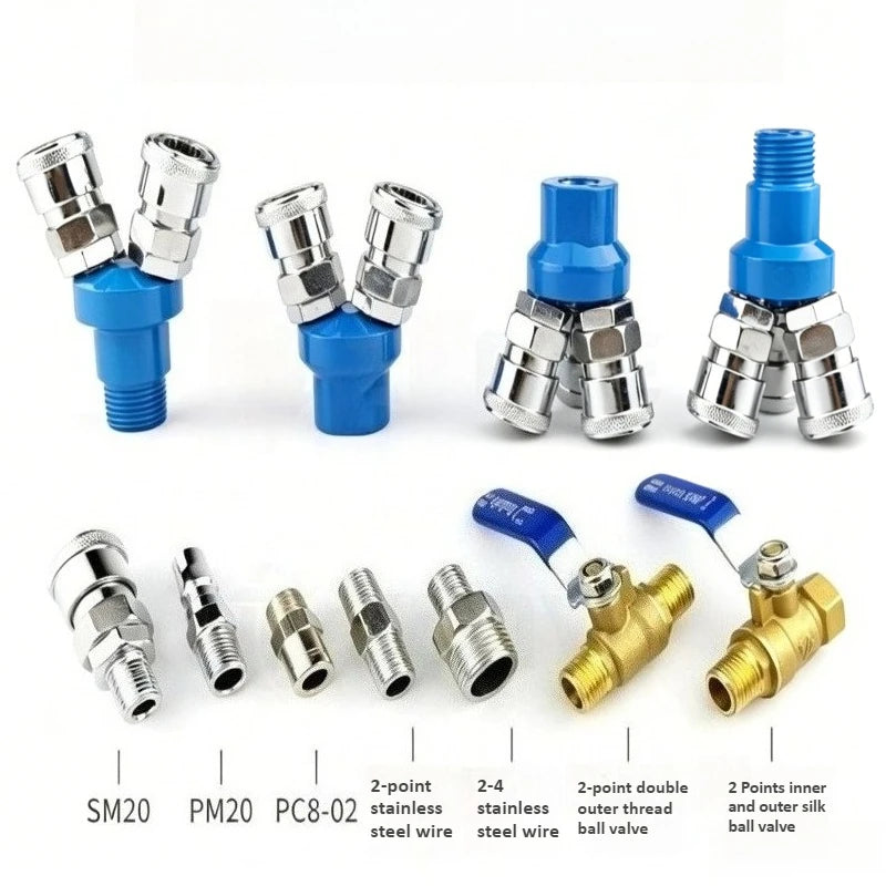 Three Way and Two-waySMV SMY Air Compressor Pneumatic Joint Circular Bidirectional Circular Internal Thread Quick Connector Tool Oasis Select