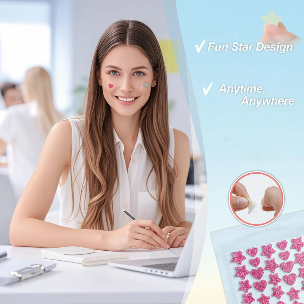 120 pieces/box HITWORKER star shaped glitter acne stickers odorless, gentle, non irritating, long-lasting acne stickers Oasis Select